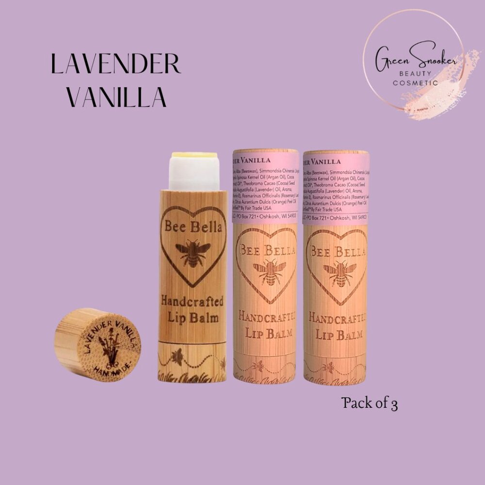Bee Bella,Lavender Vanilla Lip Balm, Pack of 3